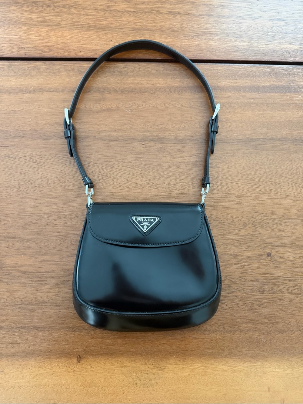 Authentic Prada Black Cleo Mini Leather Shoulder Bag